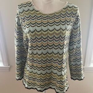JM Collection Multicolor Chevron Long Sleeve sweater